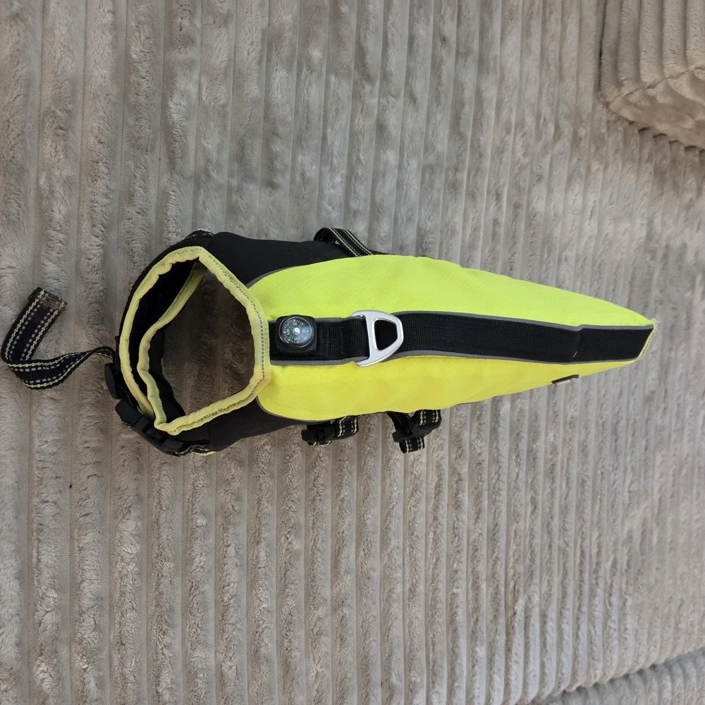 Arcadia Trail Dog Life Jacket High Visibility Flotation Vest Yellow Black Size S